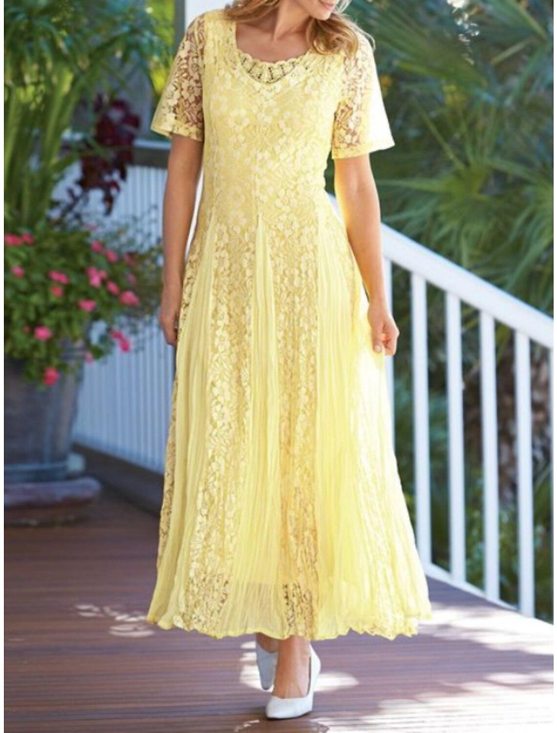 Vestido tubinho/coluna para mãe da noiva, convidada de casamento, elegante, decote redondo, comprimento até ao tornozelo, chiffon, renda, manga curta com pregas, cor sólida