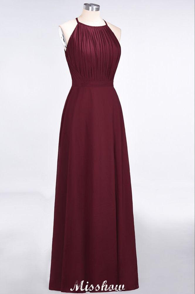 Jewel Sleeveless Floor-Length Bridesmaid Dress Ruffles Spaghetti aline Maid of Honor Dress