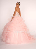 Jeweled Halter Ball Gown with Layered Skirt by Elizabeth K GL2512