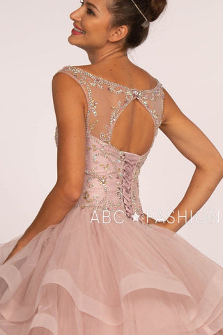 Ballkleid mit Juwelen-Illusion und mehrlagigem Rock von Elizabeth K GL2517