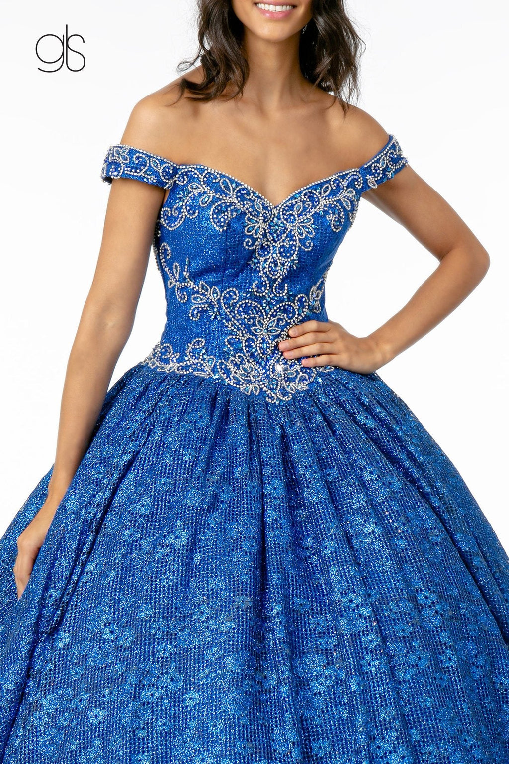 Jeweled Off the Shoulder Ball Gown by Elizabeth K GL1821
