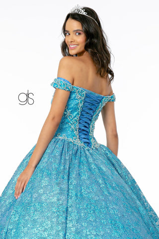 Schulterfreies Ballkleid mit Schmucksteinen von Elizabeth K GL1821