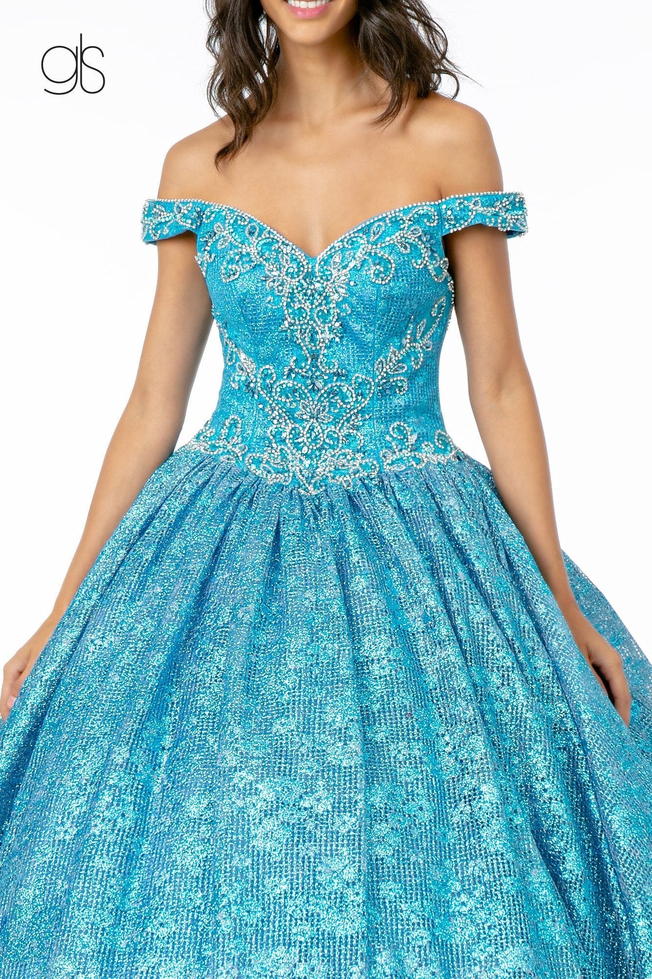Jeweled Off the Shoulder Ball Gown by Elizabeth K GL1821