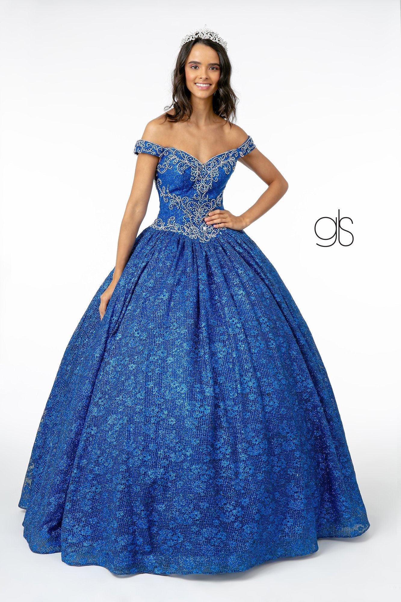 Jeweled Off the Shoulder Ball Gown by Elizabeth K GL1821