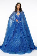 Robe de bal à cape sans bretelles ornée de joyaux par Elizabeth K GL2801