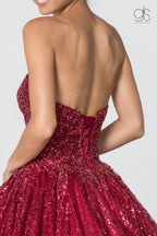 Jeweled Strapless Glitter Ball Gown with Jacket by Elizabeth K GL2804