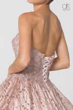 Jeweled Strapless Glitter Ball Gown with Jacket by Elizabeth K GL2804