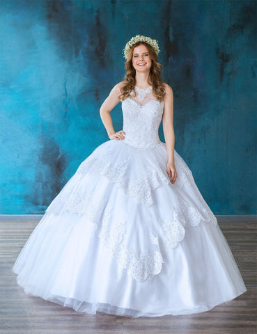 Quinceanera-Kleid mit Spitzenapplikation von Calla KY75208