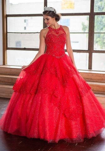 Quinceanera-Kleid mit Spitzenapplikation von Calla KY75208