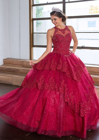Quinceanera-Kleid mit Spitzenapplikation von Calla KY75208