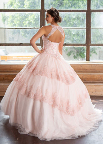 Quinceanera-Kleid mit Spitzenapplikation von Calla KY75208