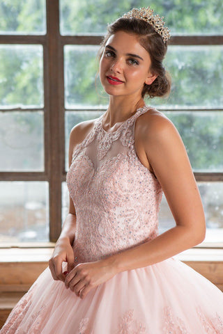 Quinceanera-Kleid mit Spitzenapplikation von Calla KY75208