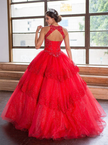 Quinceanera-Kleid mit Spitzenapplikation von Calla KY75208