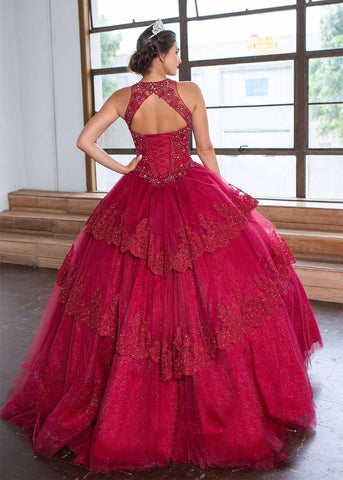 Quinceanera-Kleid mit Spitzenapplikation von Calla KY75208