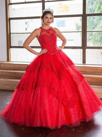 Quinceanera-Kleid mit Spitzenapplikation von Calla KY75208