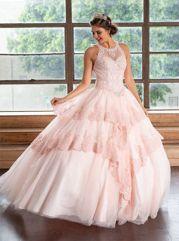 Quinceanera-Kleid mit Spitzenapplikation von Calla KY75208