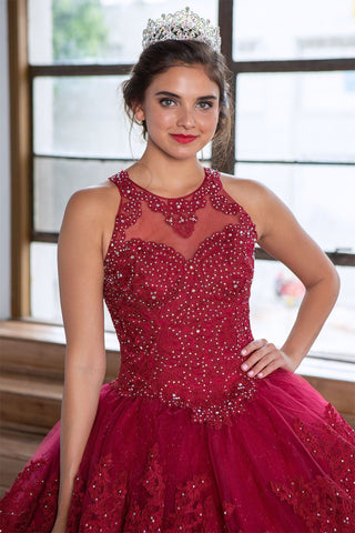 Quinceanera-Kleid mit Spitzenapplikation von Calla KY75208