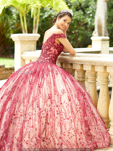 Quinceanera-Kleid mit Spitzenapplikation von House of Wu 26006