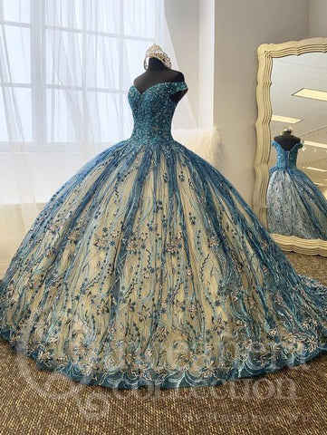Quinceanera-Kleid mit Spitzenapplikation von House of Wu 26006