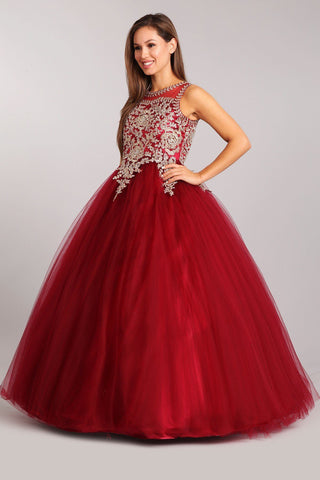 Ärmelloses Ballkleid mit Spitzenapplikation von Cinderella Couture 5041