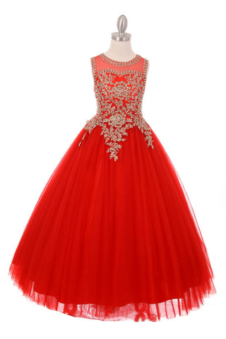 Ärmelloses Ballkleid mit Spitzenapplikation von Cinderella Couture 5041