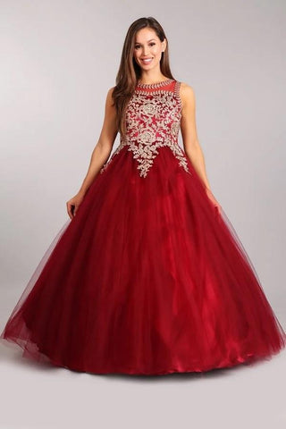 Ärmelloses Ballkleid mit Spitzenapplikation von Cinderella Couture 5041