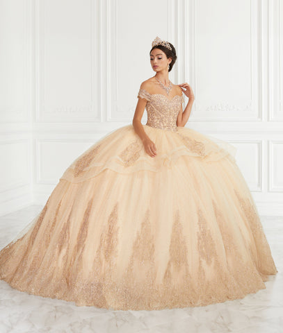 Vestido de quinceanera com aplicações de renda e decote em coração da House of Wu 26945