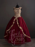 Vestido de festa de 15 anos com aplicações de renda da Fiesta Gowns 56336