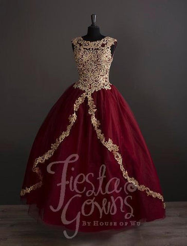Quinceanera-Kleid mit Spitzenapplikationen von Fiesta Gowns 56336