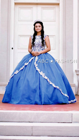 Quinceanera-Kleid mit Spitzenapplikationen von Fiesta Gowns 56336
