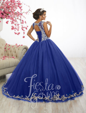 Quinceanera-Kleid mit Spitzenapplikationen von Fiesta Gowns 56336