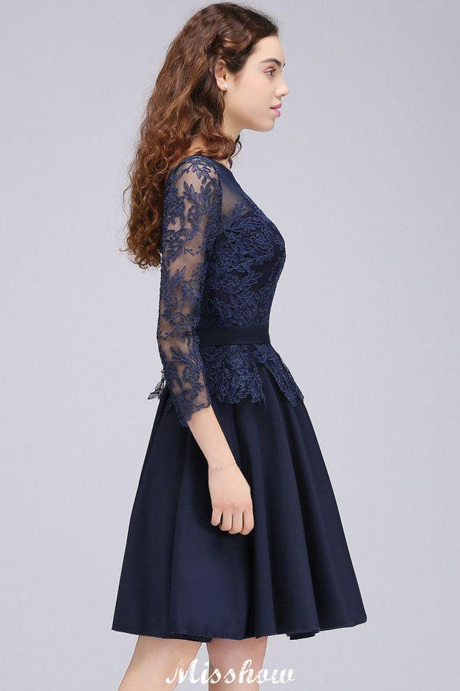 Lace Appliques 3/4 Sleeves Short Bridesmaid Dresses Daily Casual Dress
