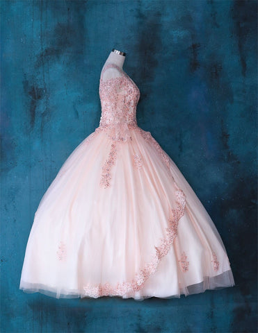 Quinceanera-Kleid mit Spitzen-Glockenärmeln von Calla KY70029