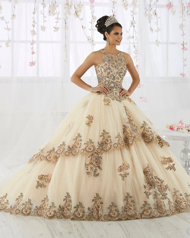 Spitzenbesticktes Illusion Quinceanera-Kleid von House of Wu 26912