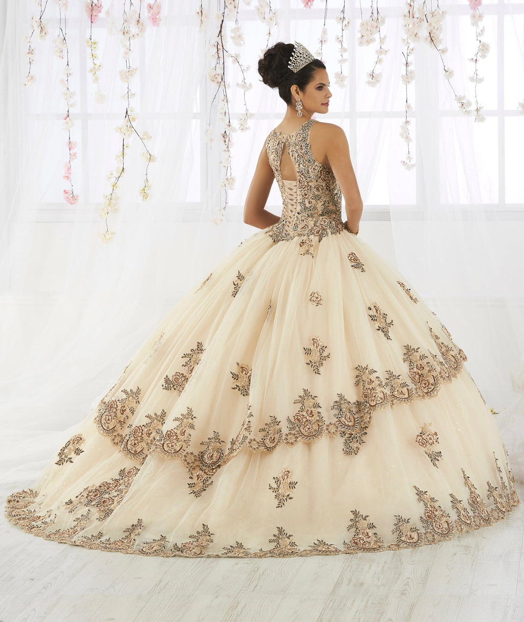 Lace Embroidered Illusion Quinceanera Dress by House of Wu 26912