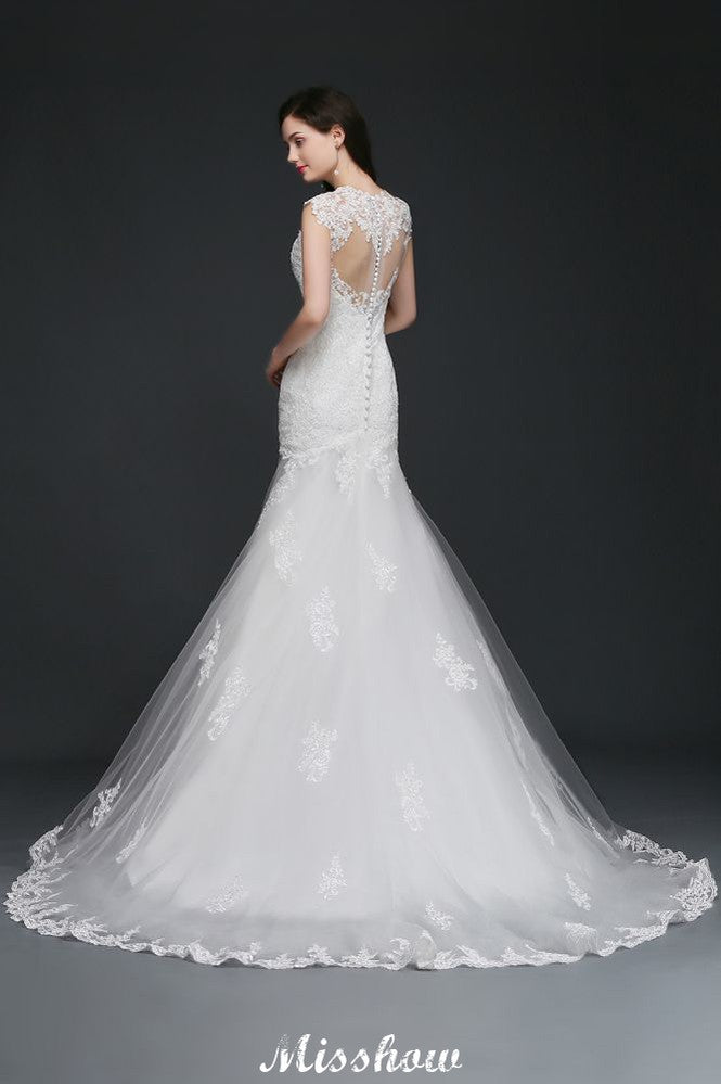 Spitzen Meerjungfrau Schmuck Elegantes Brautkleid