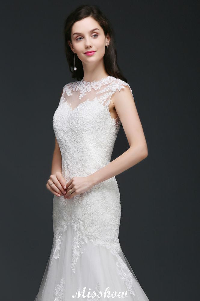 Spitzen Meerjungfrau Schmuck Elegantes Brautkleid