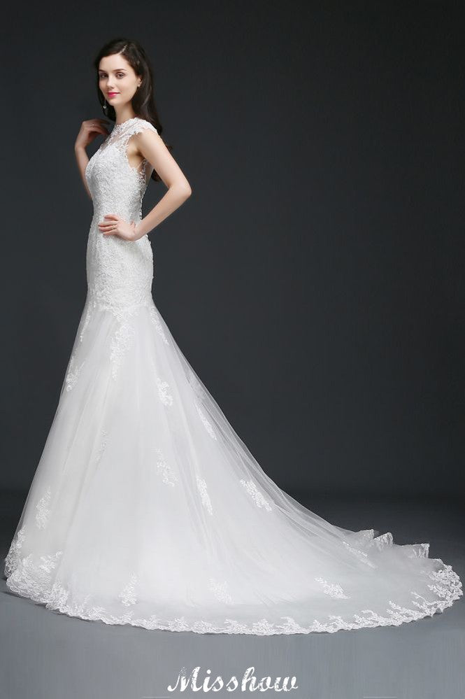 Spitzen Meerjungfrau Schmuck Elegantes Brautkleid