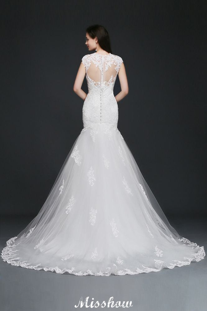 Spitzen Meerjungfrau Schmuck Elegantes Brautkleid