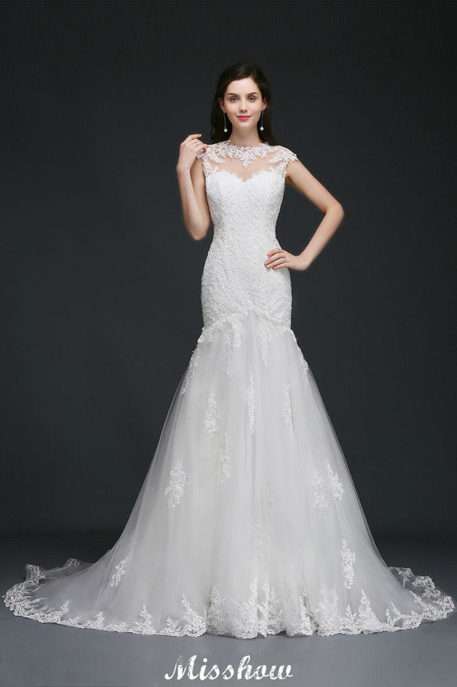 Spitzen Meerjungfrau Schmuck Elegantes Brautkleid