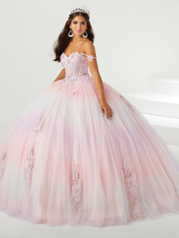 Quinceanera-Kleid mit transparentem Spitzenkorsett von Fiesta Gowns 56469