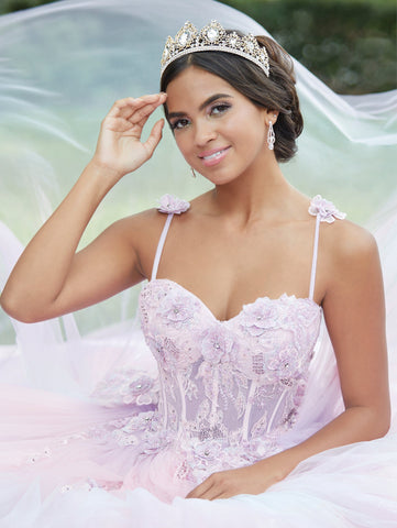 Quinceanera-Kleid mit transparentem Spitzenkorsett von Fiesta Gowns 56469