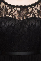 Lace Top Chiffon A-line Short Scoop Bridesmaid Dresses