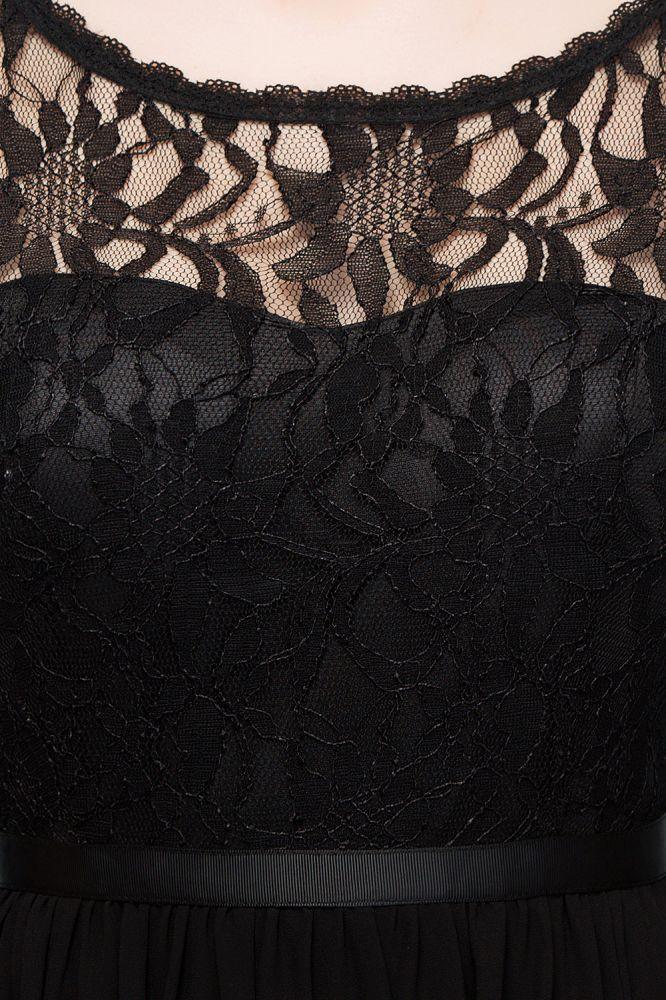 Lace Top Chiffon A-line Short Scoop Bridesmaid Dresses