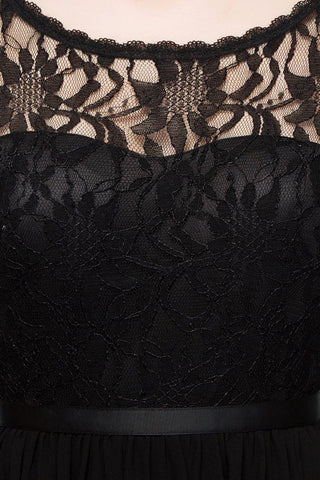Spitzenoberteil Chiffon A-Linie Kurz U-Ausschnitt Brautjungfernkleider