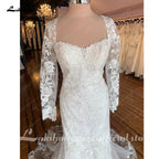 Lakshmigow Long Sleeves Lace Mermaid Wedding Dress 2025 Trouwjurken Vintage Sweetheart Boho Wedding Gowns Vestidos de Nova