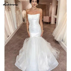Lakshmigown Strapless Mermaid Organza Boho Wedding Dress 2025 Off White Ruched Beach Bridal Gowns vestidos para mujer