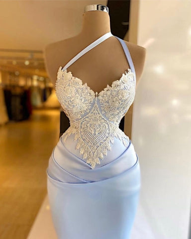Lavendel Lange Ärmel Sexy Spitze Meerjungfrau Ballkleider