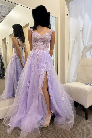 Long A-line Sleeveless Sweetheart Mermaid Evening Dress with Lace Appliques