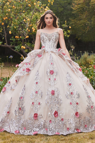 Ärmelloses Ballkleid mit mehrlagiger Applikation von Ladivine 15703